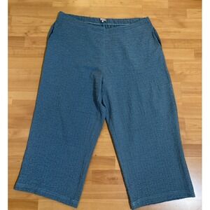 Habitat Blue Black Check Crinkle Crop Pants Pull On Pockets Size XL Pockets